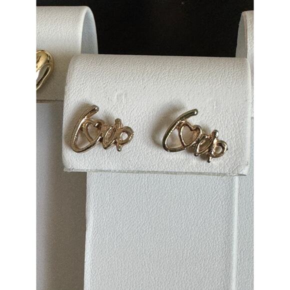 Heart Round Love Stud Post Earrings Set of 3 Gold Tone - Picture 3 of 9